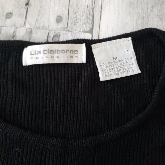 Liz Claiborne Black Short Sleeve Sweater - Size M - Picture 2 of 4
